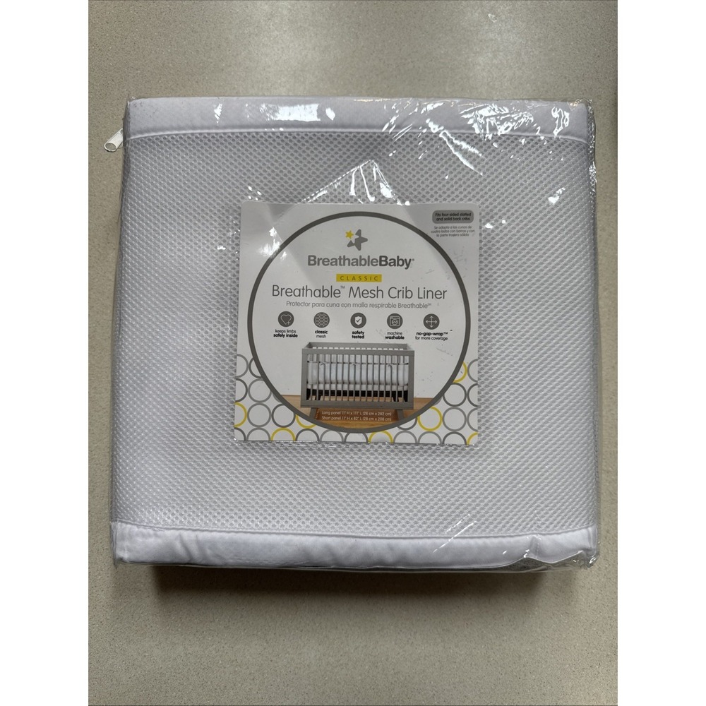 NIP~BreathableBaby Breathable Mesh Crib Liner~White~Fits Most Cribs 100% Poly